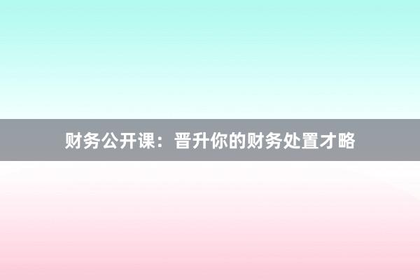 财务公开课：晋升你的财务处置才略
